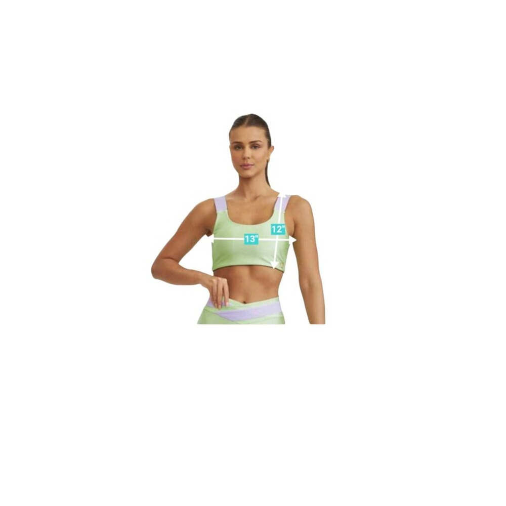 Cajubrasil Twist Back Sport Bra Lime Green And Purple Size M - Picture 4 of 6